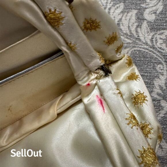 Vintage Garay Cream Floral Embroidered Evening Clutch Handbag for Women OS - Picture 7 of 9